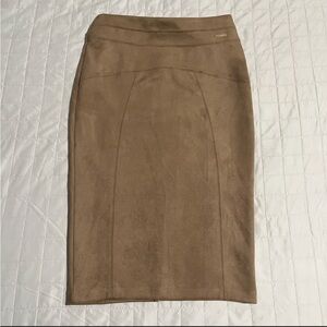 Marc New York Tan Suede Midi Skirt Full Tummy Control Waistband NEW NWT